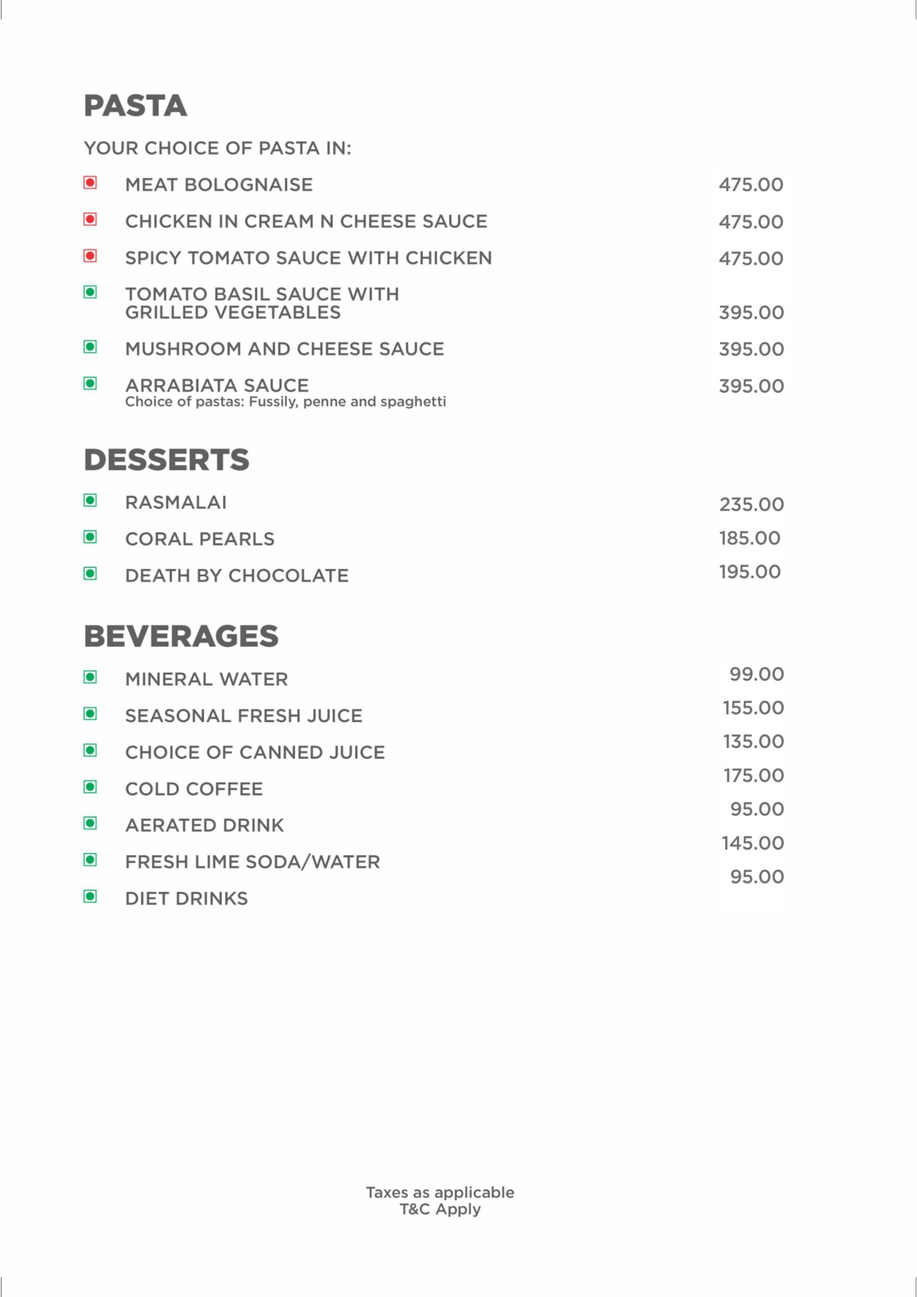 IRD (Best Western) – Tables Menu